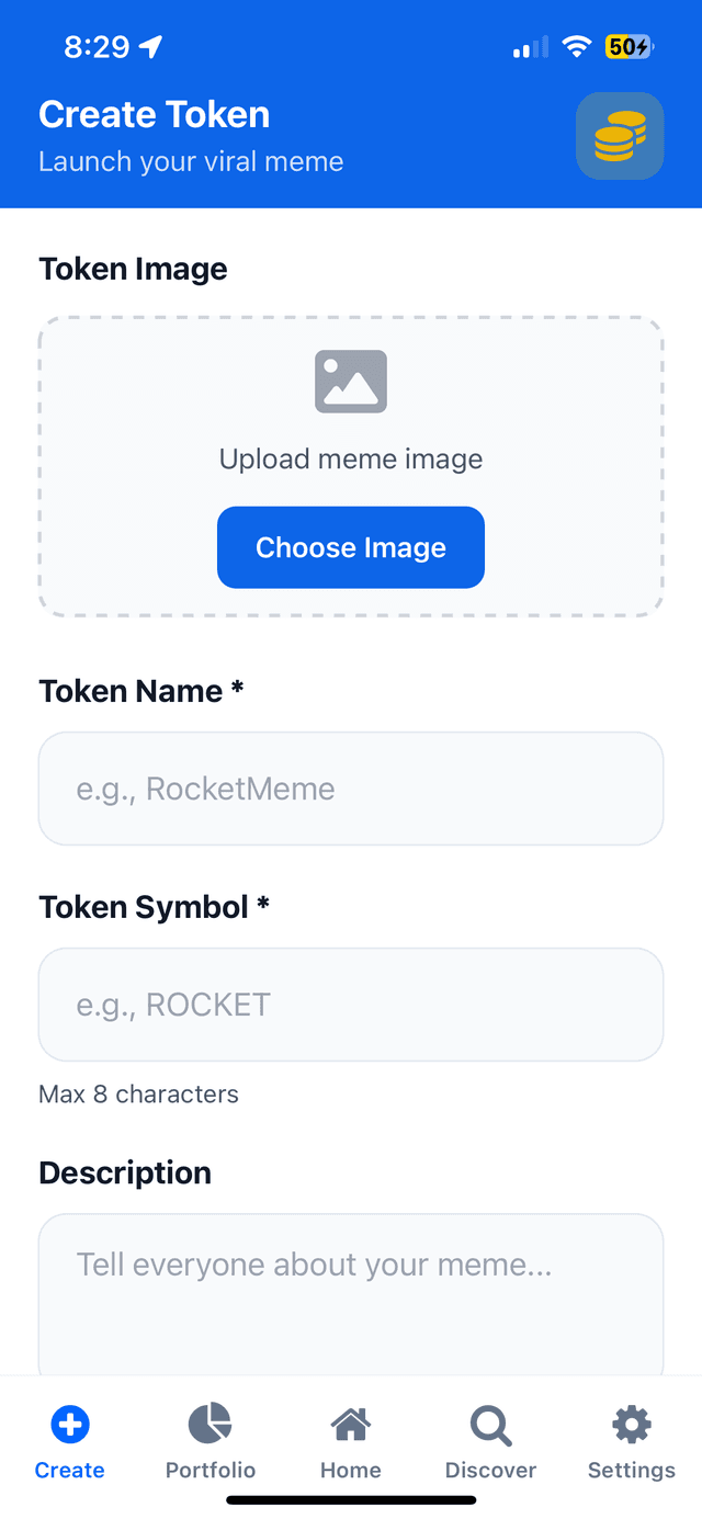 Create token interface